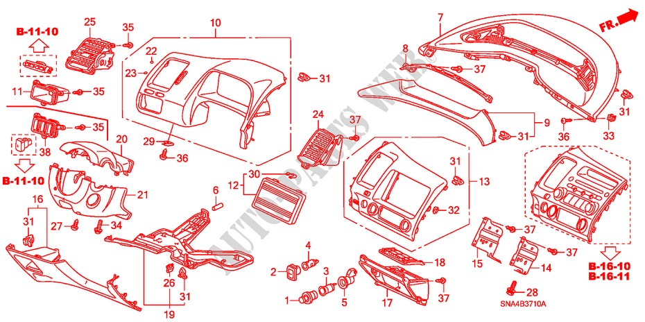 ABBELLIMENTO STRUMENTI(LATO GUIDATORE) per Honda CIVIC EX 4 Porte 5 velocità automatico 2007