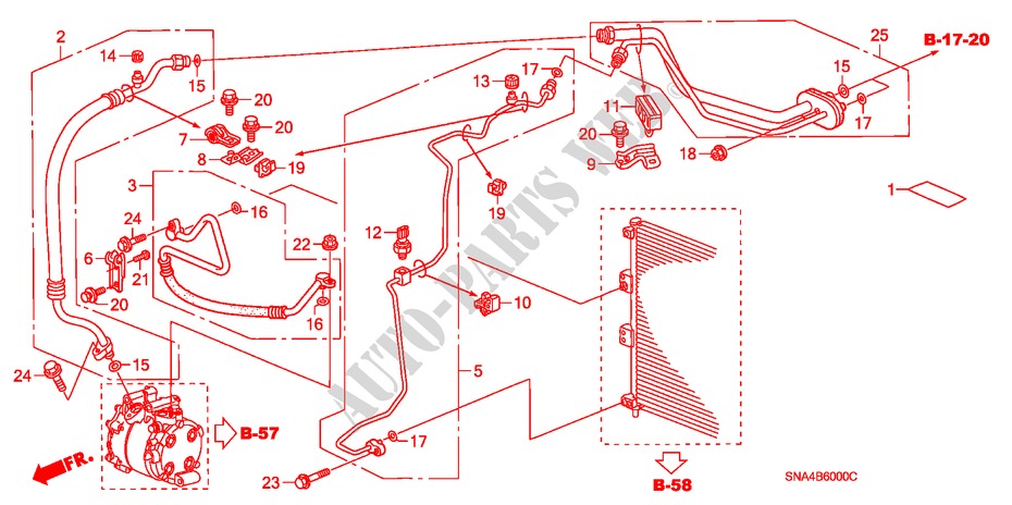 ARIA CONDIZIONATA (TUBI/CONDOTTI) (1.8L) per Honda CIVIC DX-G 4 Porte 5 velocità manuale 2008