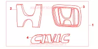 GOLD EMBLEM per Honda CIVIC COUPE 1.6 ILS 2 Porte 5 velocità manuale 2000