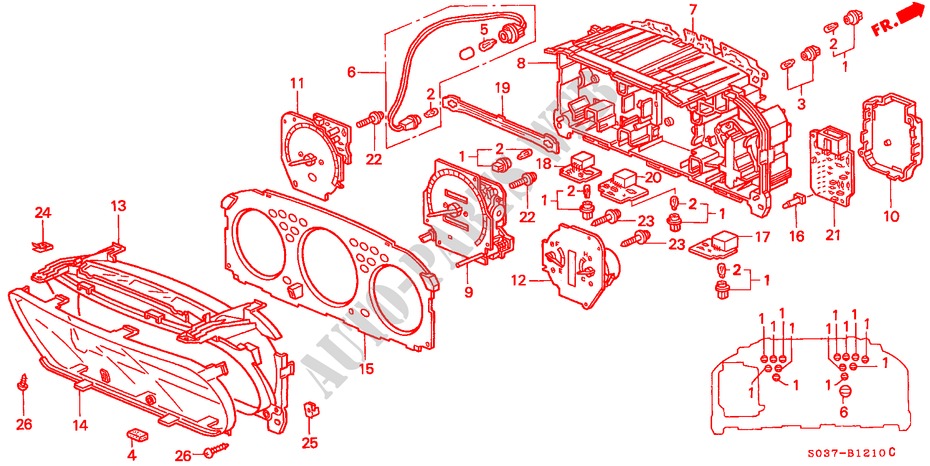 INDICATORE COMBINAZIONE (COMPONENTI) per Honda CIVIC 1.6VTI 3 Porte 5 velocità manuale 1997