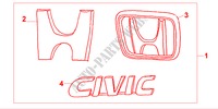 EMBLEMI DORATI per Honda CIVIC 1.5I 3 Porte 4 velocità automatico 2000