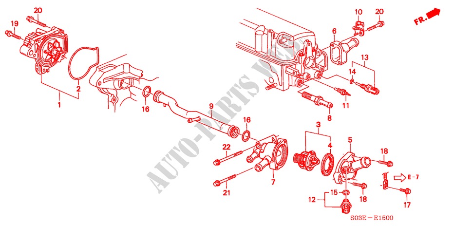 POMPA ACQUA/SENSORE (SOHC/SOHC VTEC) per Honda CIVIC 1.4IS 3 Porte 4 velocità automatico 2000