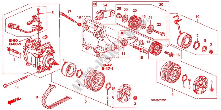 ARIA CONDIZIONATA (COMPRESSORE) per Honda CR-V BASE 5 Porte 5 velocità manuale 2000
