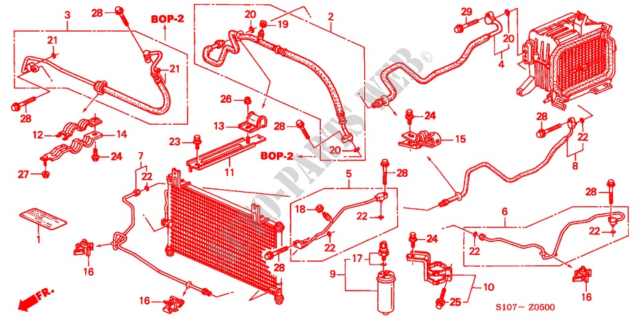 ARIA CONDIZIONATA (TUBI/CONDOTTI)(LH) per Honda CR-V BASE 5 Porte 5 velocità manuale 2000