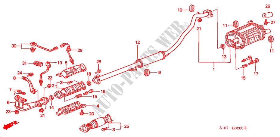 CONDOTTO SCARICO per Honda CR-V BASE 5 Porte 5 velocità manuale 2000