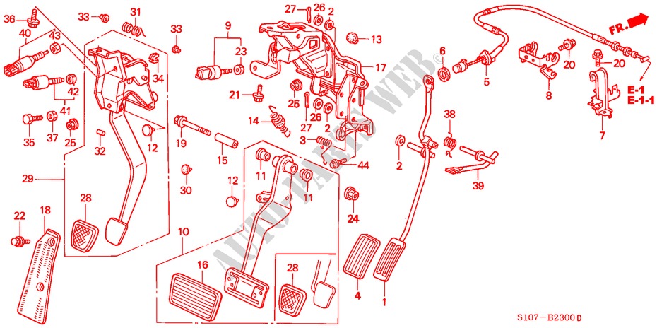 PEDALE(LH) per Honda CR-V BASE 5 Porte 5 velocità manuale 2000