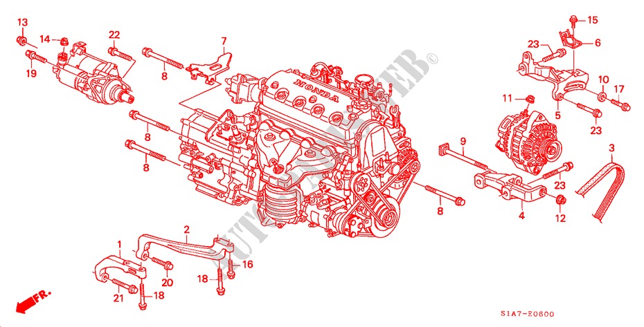 MENSOLA ALTERNATORE(1.6L) per Honda ACCORD 1.6ILS 4 Porte 5 velocità manuale 2001