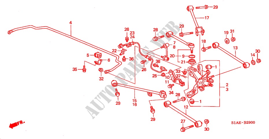 STABILIZZATORE POSTERIORE/ BRACCIO INFERIORE POST. per Honda ACCORD 1.8ILS 4 Porte 5 velocità manuale 2001