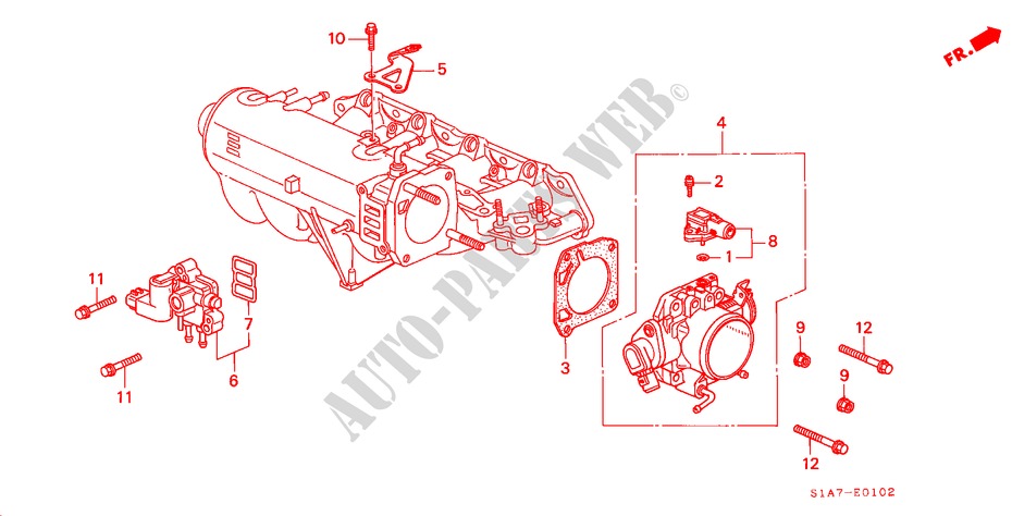 CORPO VALVOLA IMMISSIONE(2.2L) per Honda ACCORD TYPE R 4 Porte 5 velocità manuale 2002