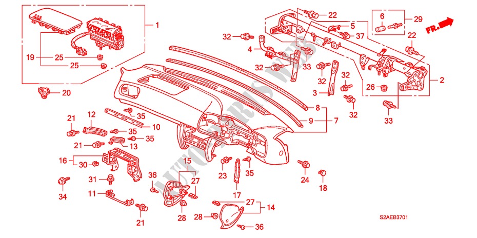 PANNELLO STRUMENTI(RH) per Honda S2000 LIMITED EDITION 2 Porte 6 velocità manuale 2009