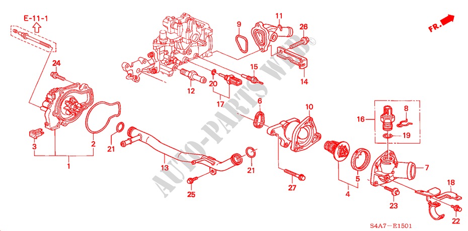 POMPA ACQUA/SENSORE (1.8L/2.0L) per Honda ACCORD 1.8ILS 5 Porte 5 velocità manuale 2000