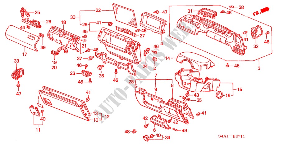 ABBELLIMENTO STRUMENTI(RH) per Honda ACCORD 1.8SE    EXECUTIVE 5 Porte 5 velocità manuale 2001