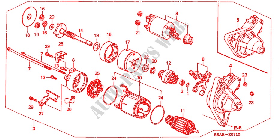 MOTORE AVVIATORE(DENSO) (1) per Honda CIVIC 1.6 LS 4 Porte 5 velocità manuale 2005
