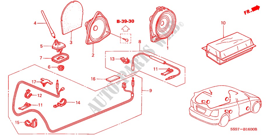 ANTENNA/ALTOPARLANTE per Honda CIVIC TYPE R 3 Porte 6 velocità manuale 2002