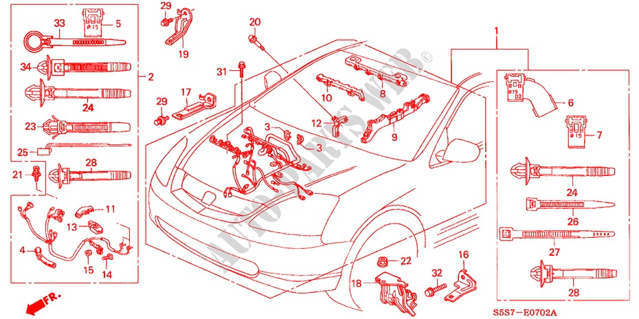 BARDATURA FILO MOTORE (TYPE R)(LH) per Honda CIVIC TYPE R 3 Porte 6 velocità manuale 2002