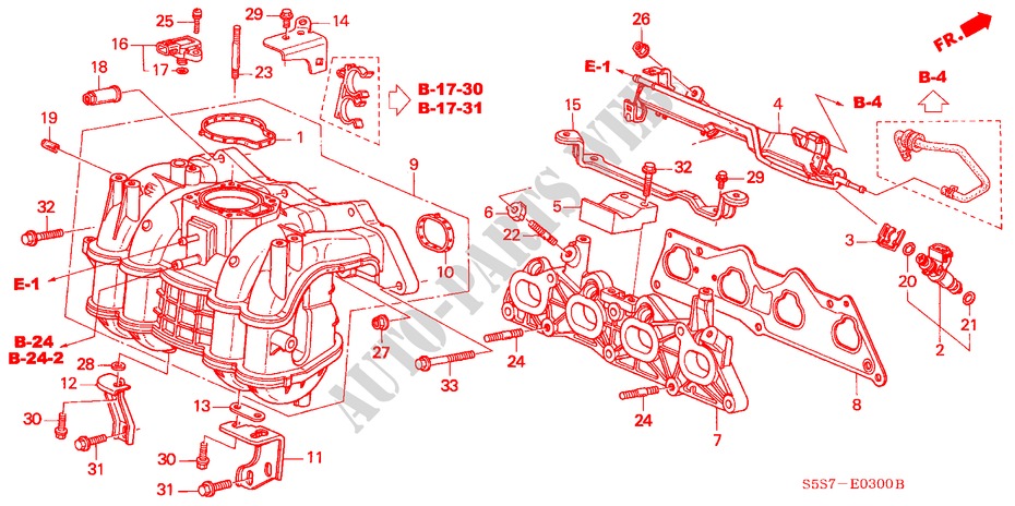MOLTEPLICE ASPIRAZIONE (1.4L/1.6L) per Honda CIVIC 1.4B 3 Porte 5 velocità manuale 2001