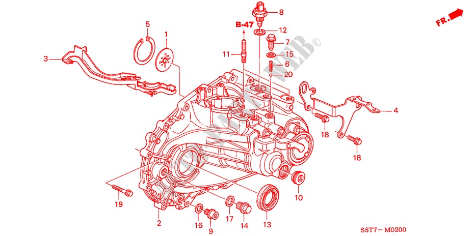 CASSA TRASMISSIONE (1.4L/1.6L) per Honda CIVIC 1.6 SPORT 3 Porte 5 velocità manuale 2005