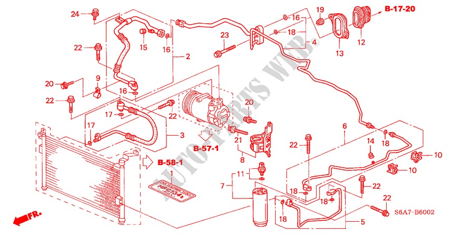 ARIA CONDIZIONATA (TUBI/CONDOTTI)(LH)(DIESEL) per Honda CIVIC 1.7S 5 Porte 5 velocità manuale 2002