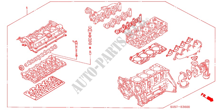KIT GUARNIZIONE TESTA MOTORE (DIESEL) per Honda CIVIC 1.7S 5 Porte 5 velocità manuale 2002