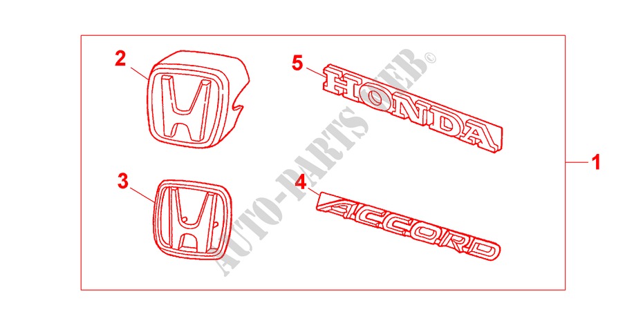 EMBLEMA DORATO per Honda ACCORD COUPE 2.0IES 2 Porte 4 velocità automatico 2000