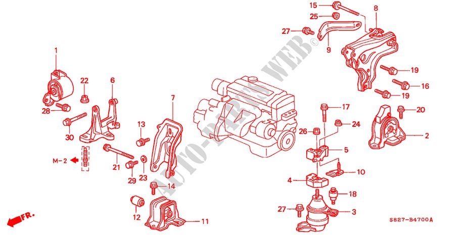 MONTATORI MOTORE(L4)(MT) per Honda ACCORD COUPE 2.0IES 2 Porte 5 velocità manuale 2000
