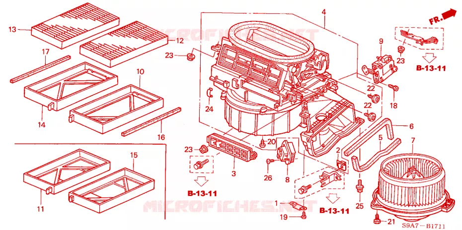 SOFFIATORE RISCALDATORE(RH) Honda  CRV 2002 SES 4 velocità automatico 