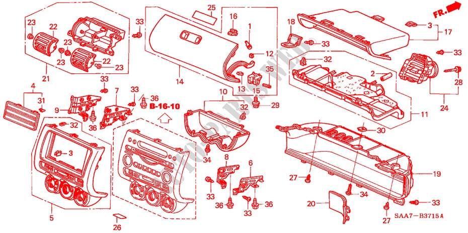 ABBELLIMENTO STRUMENTI(LATO PASSEGGERO) (LH) per Honda JAZZ 1.2S 5 Porte 5 velocità manuale 2003