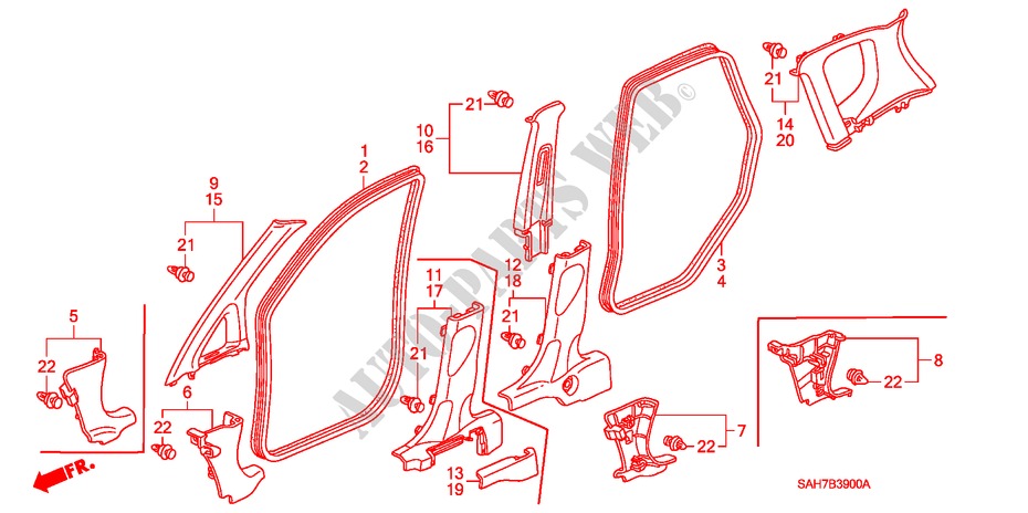 ABBELLIMENTO PILASTRO per Honda JAZZ 1.2 S 5 Porte 5 velocità manuale 2007