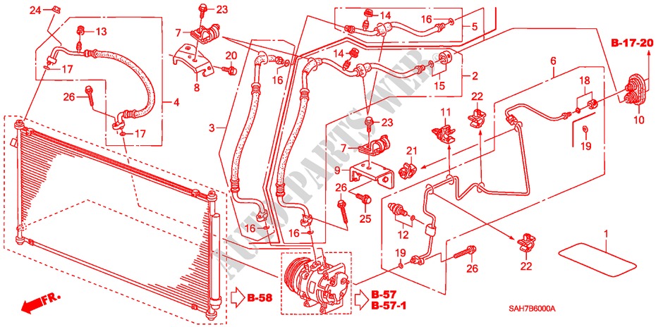 ARIA CONDIZIONATA (TUBI/CONDOTTI)(LH) per Honda JAZZ 1.3 LS 5 Porte 5 velocità manuale 2007