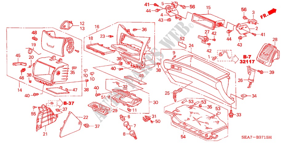 ABBELLIMENTO STRUMENTI(LATO PASSEGGERO) (LH) per Honda ACCORD 2.2 SPORT 4 Porte 5 velocità manuale 2005