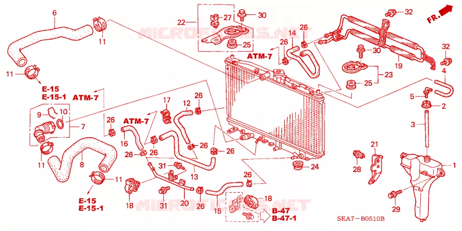 TUBO RADIATORE/SERBATOIO DI RISERVA Honda  ACCORD 2004 2.0 COMFORT 5 velocità manuale 