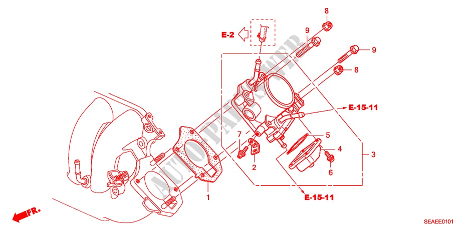 CORPO VALVOLA IMMISSIONE(2.4L) per Honda ACCORD 2.4 EXECUTIVE 4 Porte 5 velocità automatico 2007