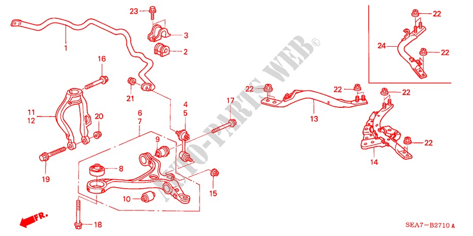 STABILIZZATORE ANTERIORE/ BRACCIO INFERIORE ANT. per Honda ACCORD TOURER 2.0 COMFORT 5 Porte 5 velocità manuale 2003