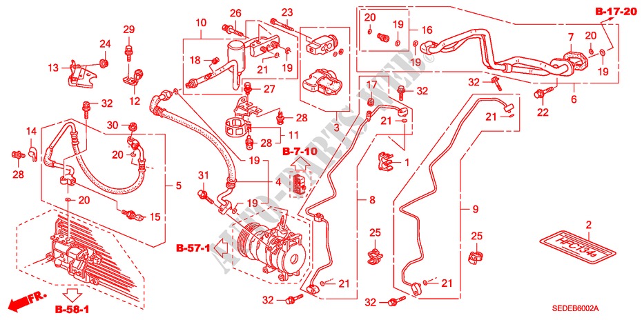 ARIA CONDIZIONATA(TUBI/CONDOTTI) (LH) (DIESEL) per Honda ACCORD TOURER 2.2 SPORT SE 5 Porte 6 velocità manuale 2008