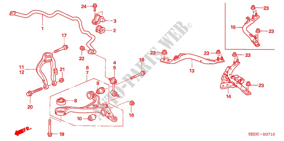 STABILIZZATORE ANTERIORE/ BRACCIO INFERIORE ANT. per Honda ACCORD TOURER 2.2 SPORT SE 5 Porte 6 velocità manuale 2008