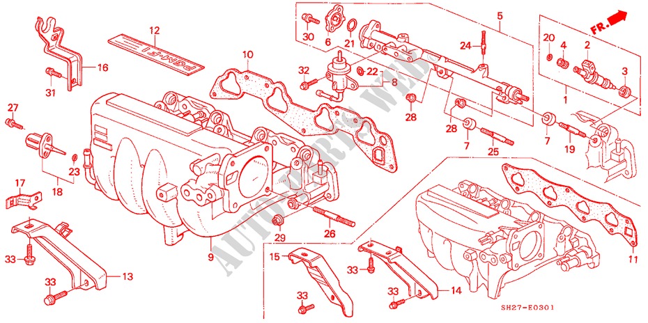 MOLTEPLICE ASPIRAZIONE(PGM FI) per Honda CIVIC CRX 1.6I 3 Porte 5 velocità manuale 1991