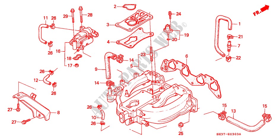 MOLTEPLICE ASPIRAZIONE(4) per Honda CIVIC DX 1500 3 Porte 5 velocità manuale 1990