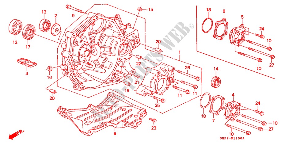 ALLOGGIO INNESTO/ COPERTURA TRASFERIMENTO(4WD) per Honda CIVIC SHUTTLE 1.6I-4WD 5 Porte 5 velocità manuale 1990