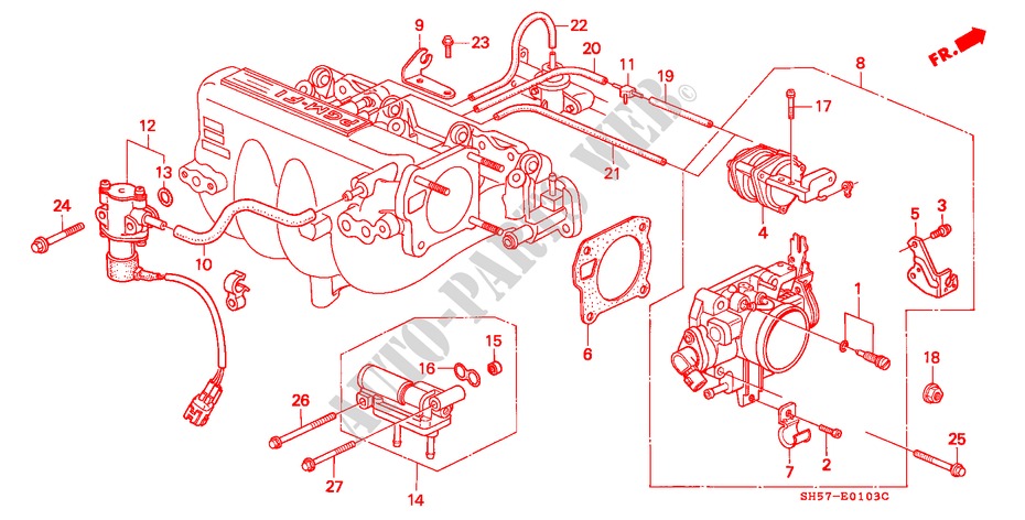 CORPO VALVOLA IMMISSIONE(PGM FI)(2) per Honda CIVIC SHUTTLE 1.6I-4WD 5 Porte 5 velocità manuale 1990