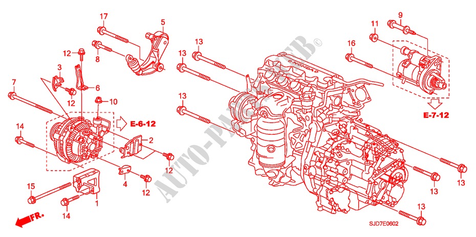 MENSOLA ALTERNATORE(1.8L) per Honda FR-V 1.8 EX 5 Porte 6 velocità manuale 2009
