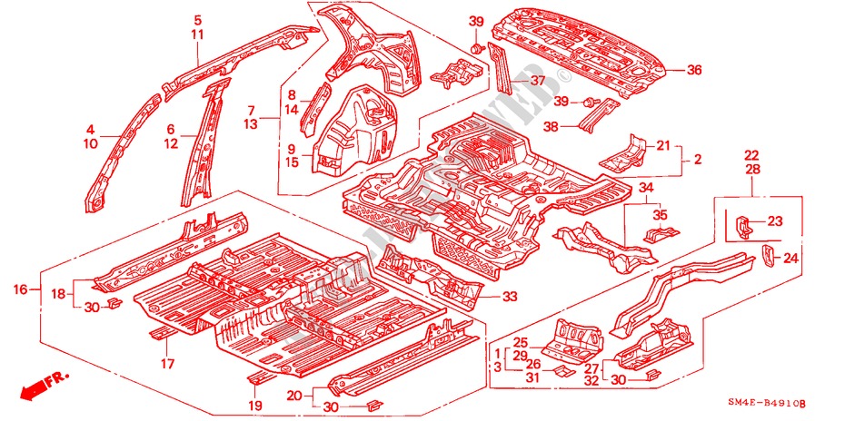 PAVIMENTO/PANNELLI INTERNI per Honda ACCORD DX 4 Porte 5 velocità manuale 1993