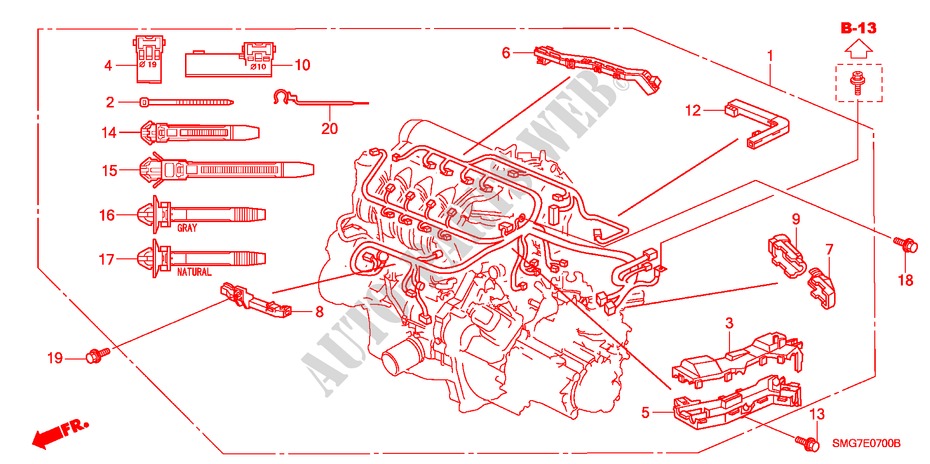 BARDATURA FILO MOTORE (1.4L) per Honda CIVIC 1.4 SPORT 5 Porte 6 velocità manuale 2008