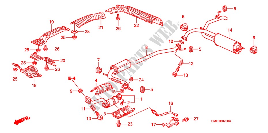 CONDOTTO SCARICO/SILENZIATORE (1.4L) per Honda CIVIC 1.4 SPORT 5 Porte 6 velocità manuale 2006