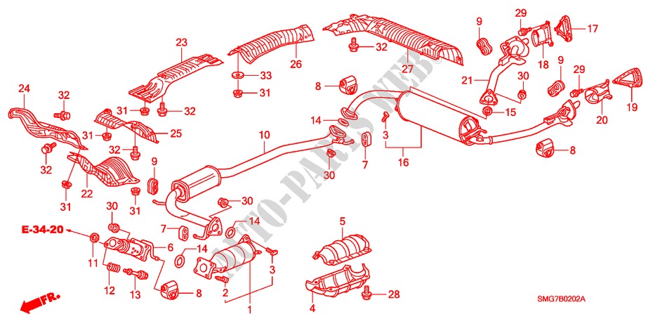 CONDOTTO SCARICO/SILENZIATORE (DIESEL)(1) per Honda CIVIC 2.2 S 5 Porte 6 velocità manuale 2008