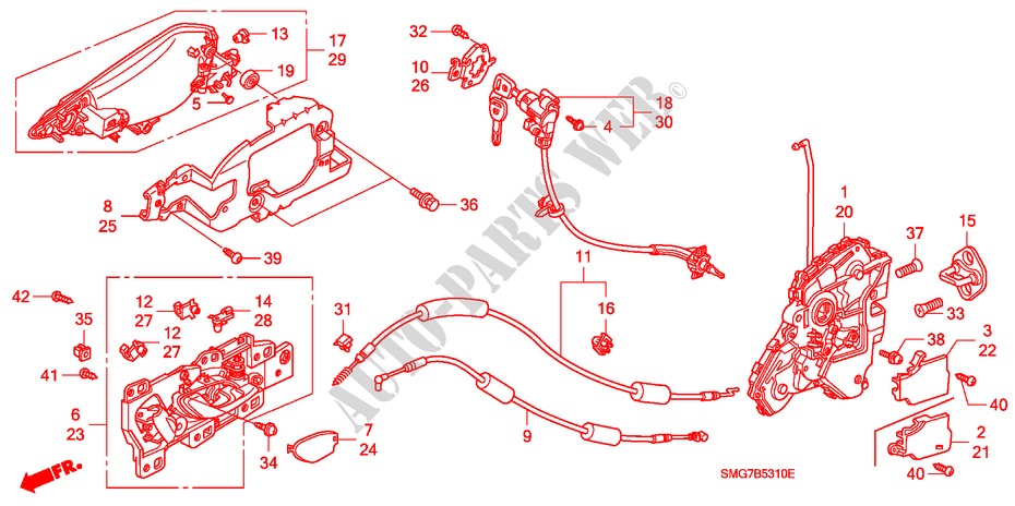 SERRATURE PORTIERE ANT./ MANIGLIA ESTERNA per Honda CIVIC 1.4 SPORT 5 Porte 6 velocità manuale 2008