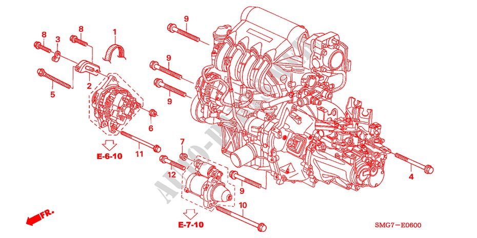 TIRANTE ALTERNATORE(1.4L) per Honda CIVIC 1.4 SPORT 5 Porte 6 velocità manuale 2008