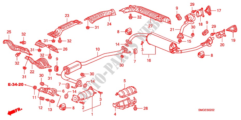 CONDOTTO SCARICO/SILENZIATORE(DIESEL)(1) per Honda CIVIC 2.2 ES 5 Porte 6 velocità manuale 2010