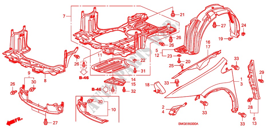 PARAFANGHI ANTERIORI per Honda CIVIC 2.2 ES 5 Porte 6 velocità manuale 2010