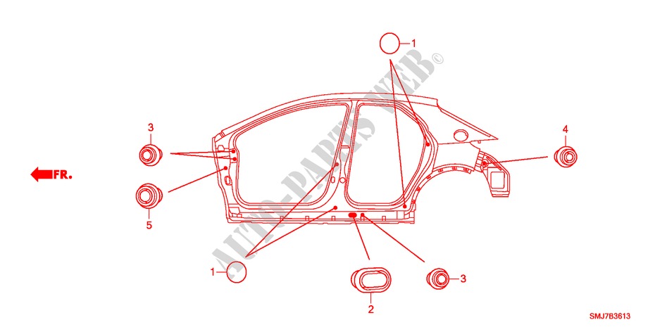 ANELLO DI TENUTA(LATO) per Honda CIVIC 1.8GT    AUDIOLESS 5 Porte 5 velocità automatico 2011