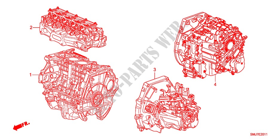ARREDO DI MONT. MOTORE/ASS. TRASMISSIONE(1.8L) per Honda CIVIC 1.8S 5 Porte 5 velocità automatico 2011
